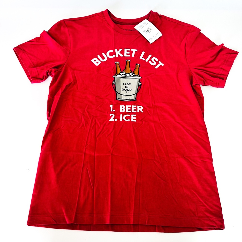 NEW Life Is Good Red Beer Ice T-Shirt Men's Small  Original $24